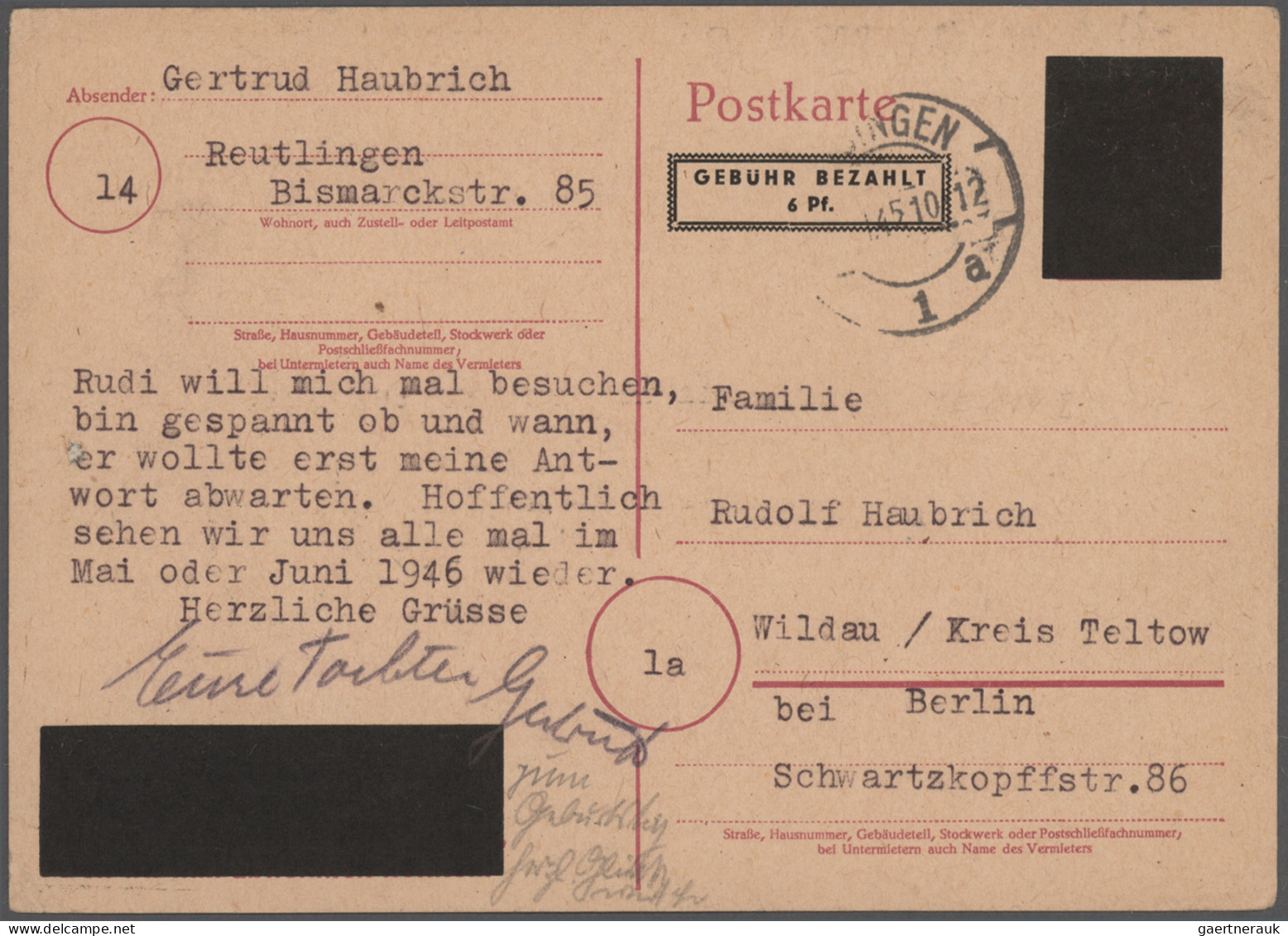 Alliierte Besetzung - Aufbrauchsausgaben: Französische Zone: 1945/1946, Partie V - Otros & Sin Clasificación