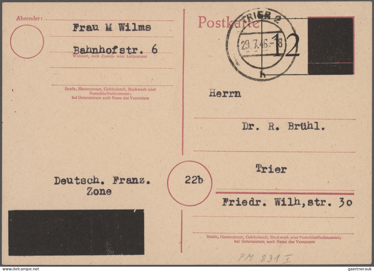 Alliierte Besetzung - Aufbrauchsausgaben: Französische Zone: 1945/1946, Partie V - Sonstige & Ohne Zuordnung