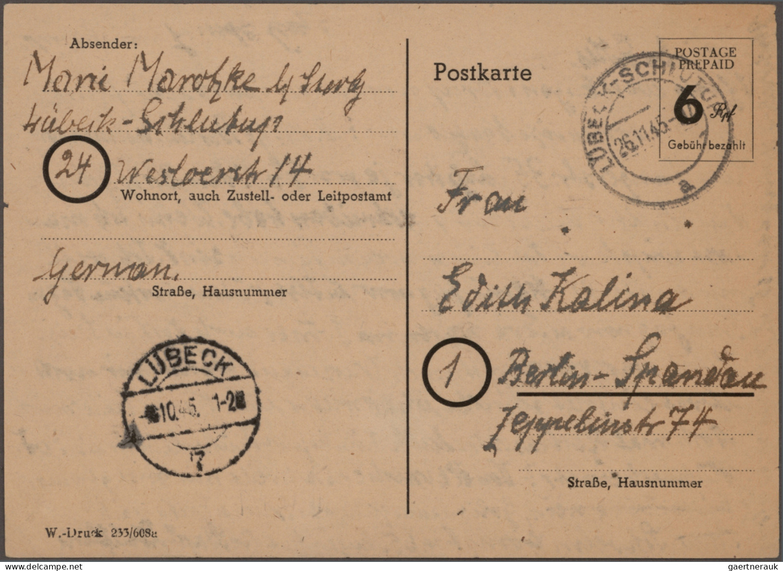 Alliierte Besetzung - Ganzsachen Behelfsausgaben: 1945/1946, Sammlung Von Ca. 17 - Other & Unclassified