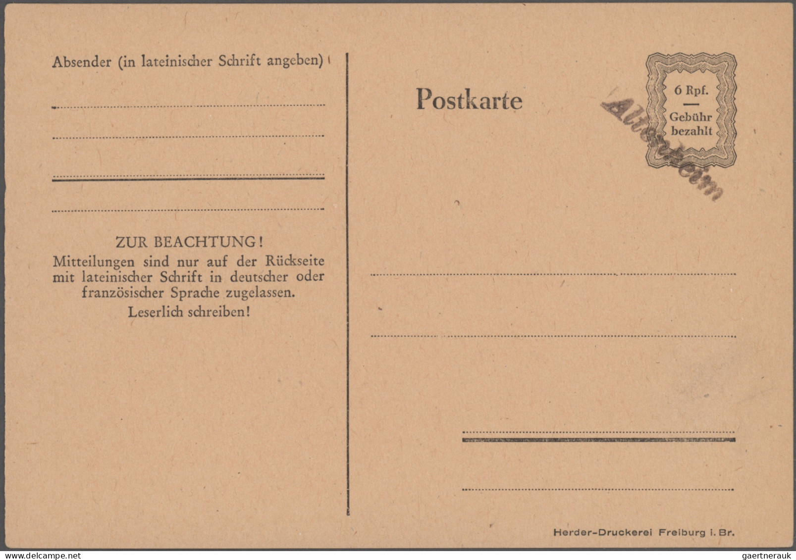 Alliierte Besetzung - Behelfsausgaben: Französische Zone: 1945/1946, Behelfsausg - Autres & Non Classés