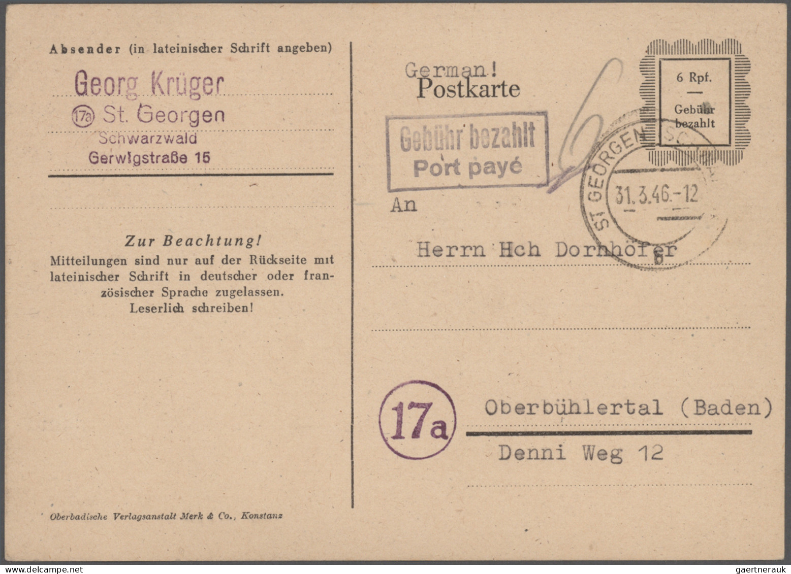 Alliierte Besetzung - Behelfsausgaben: Französische Zone: 1945/1946, Behelfsausg - Otros & Sin Clasificación