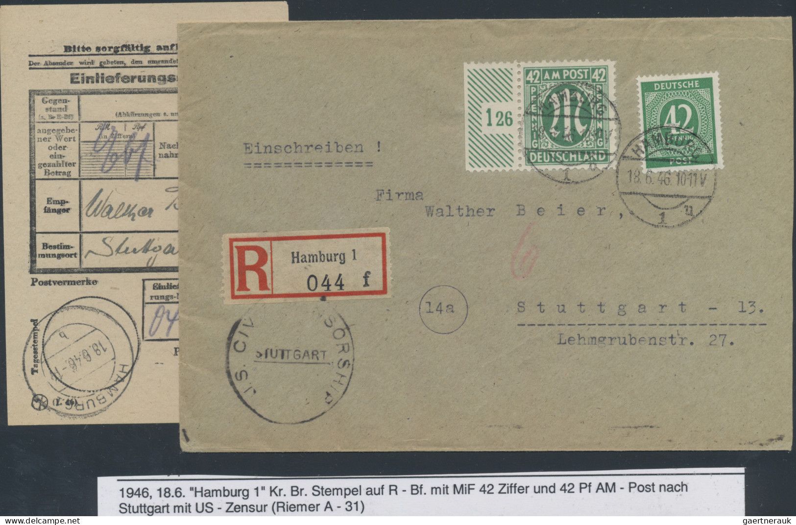 Alliierte Besetzung - Gemeinschaftsausgaben: 1946/1948, sauberes Steckkartenlot