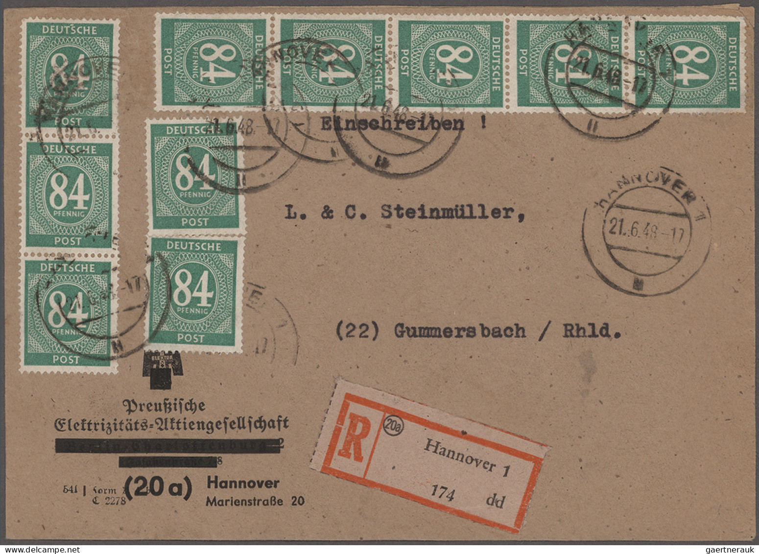 Sowjetische Zone - Zehnfachfrankaturen: 1948, 9 Saubere Belege Mit Interessanten - Otros & Sin Clasificación