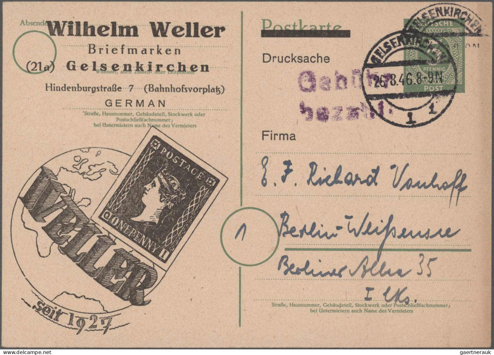 Alliierte Besetzung - Ganzsachen: 1946/1948, umfangreicher Bestand von ca. 1.200