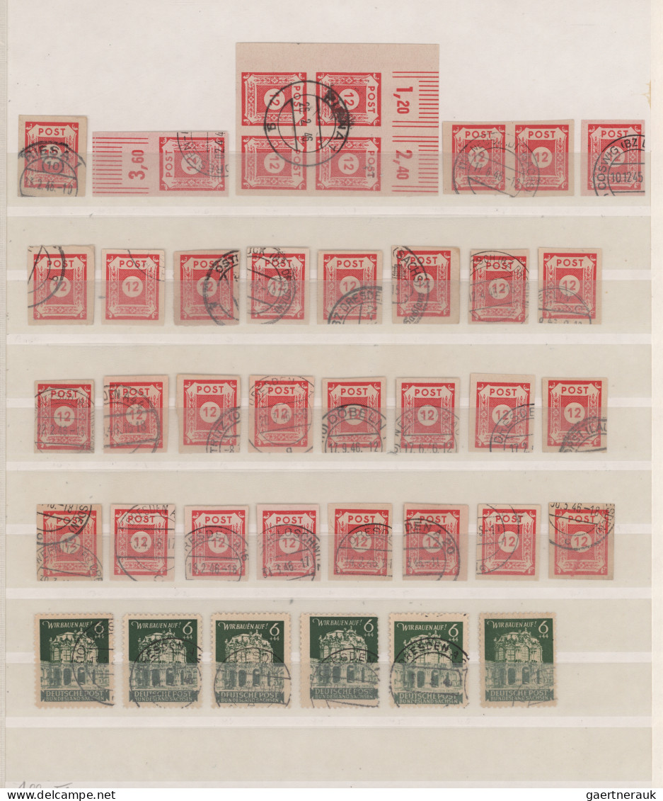 Sowjetische Zone - Ost-Sachsen: 1945/1946, umfangreicher gestempelter Bestand mi