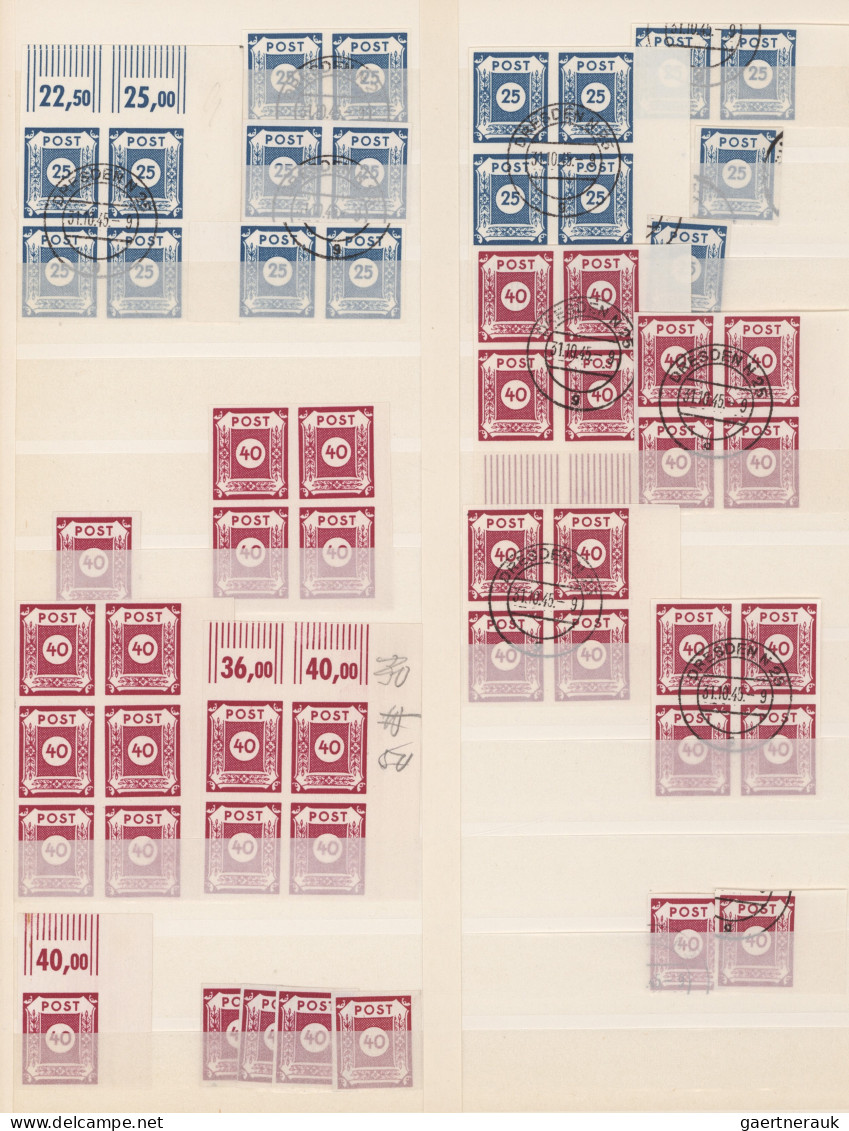 Sowjetische Zone - Ost-Sachsen: 1945/1946, Ziffernserie, Reichhaltiger, Fast Nur - Autres & Non Classés