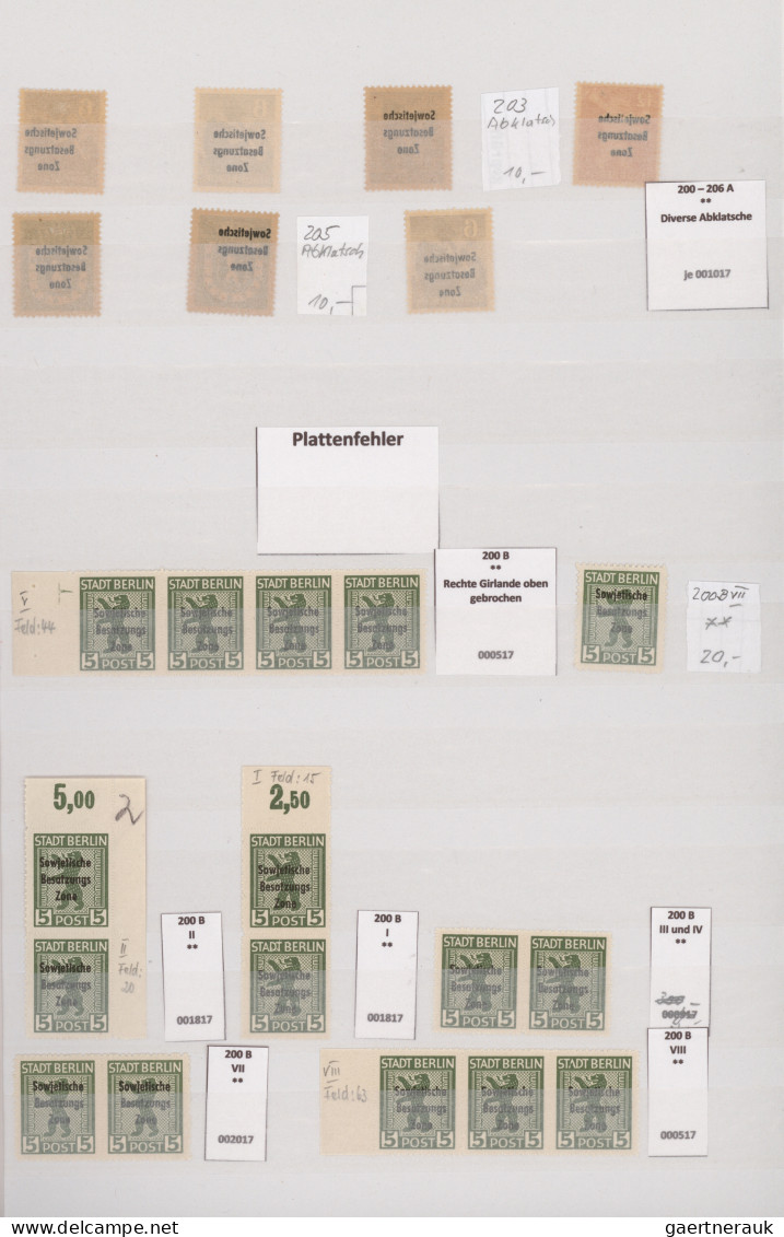 Sowjetische Zone - Allgemeine Ausgaben: 1948, Maschinenaufdruck Auf Berliner Bär - Other & Unclassified