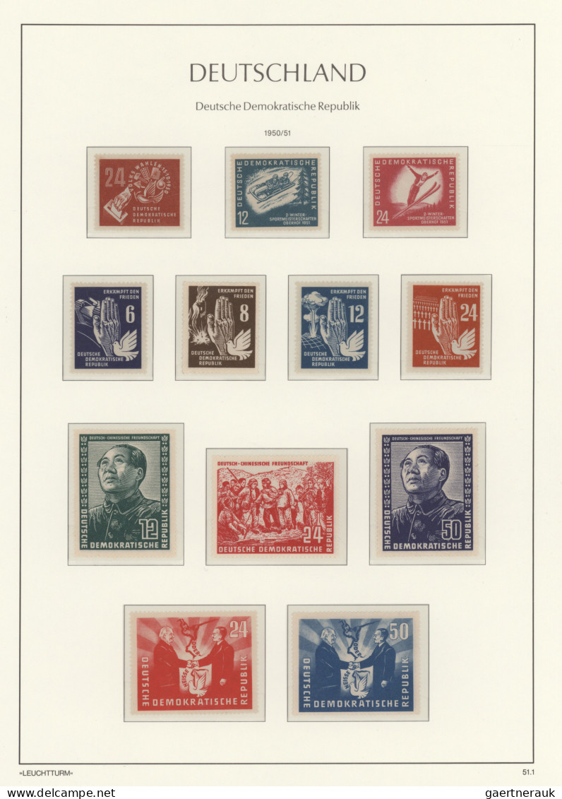 DDR: 1949/1990, Augenscheinlich Komplette Postfrische Sammlung In 3 Leuchturm Vo - Collections
