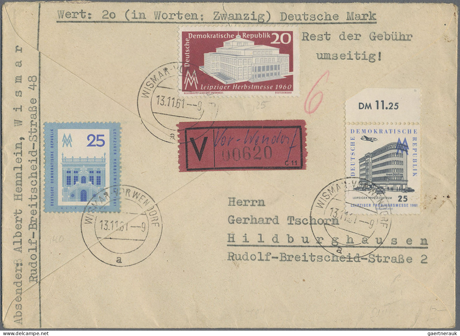 DDR: 1949/1990, umfangreicher Posten von ca. 1.360 Briefen und Karten in netter