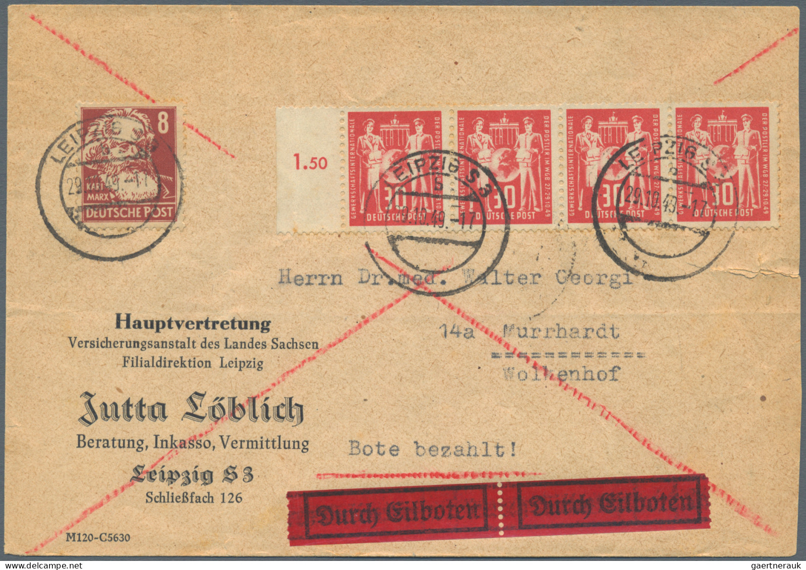 DDR: 1950/1956, Partie Von 14 Belegen, Teils Ein Wenig Spuren, Dabei U.a. MiNr. - Sammlungen