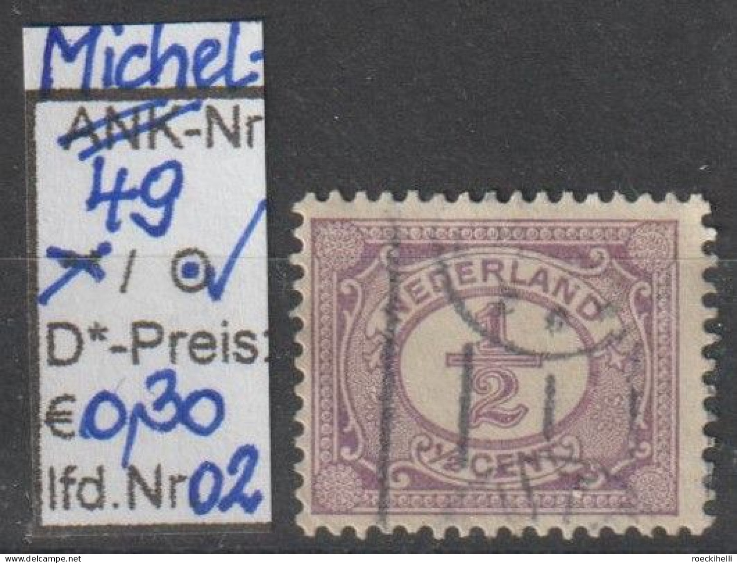 1899 - NIEDERLANDE - FM/DM "Ziffern Im Oval" 1/2 C Violett -  O Gestempelt - S. Scan (49o 01-03 Nl) - Usados