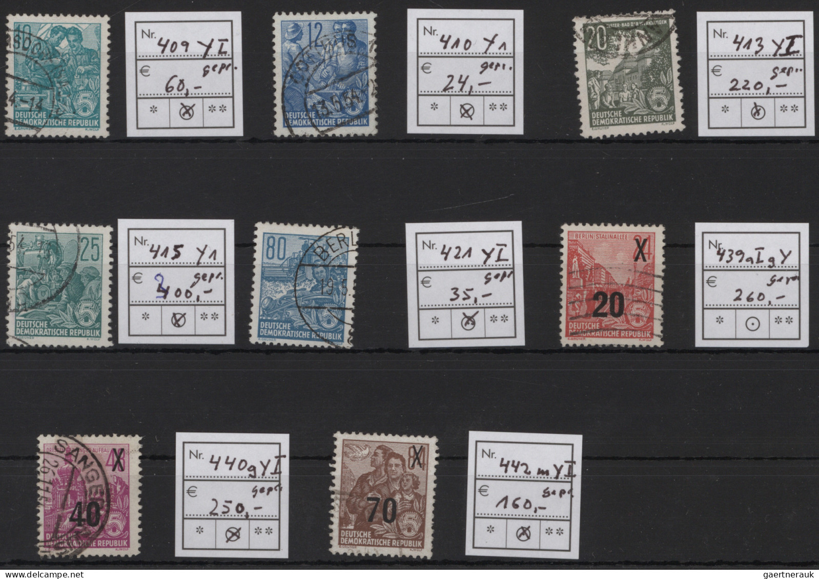 DDR: 1953/1954, Fünfjahrplan, Partie Von Acht Bedarfsgestempelten Werten Mit Ste - Collections