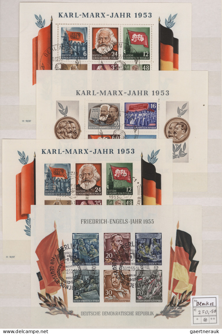 DDR: 1953/1955, Partie Von Elf Blocks, Dabei Sieben Marx-Blocks, Incl. Einer Kom - Colecciones