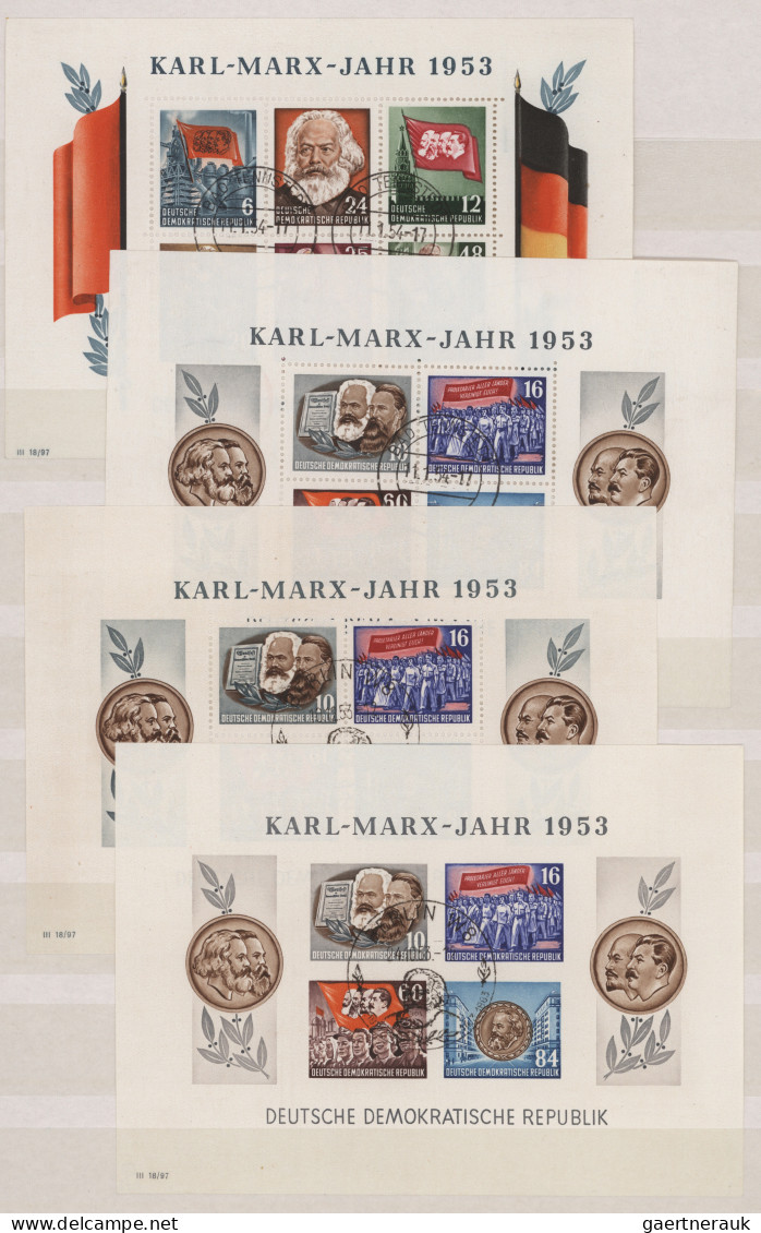 DDR: 1953/1955, Partie Von Elf Blocks, Dabei Sieben Marx-Blocks, Incl. Einer Kom - Sammlungen