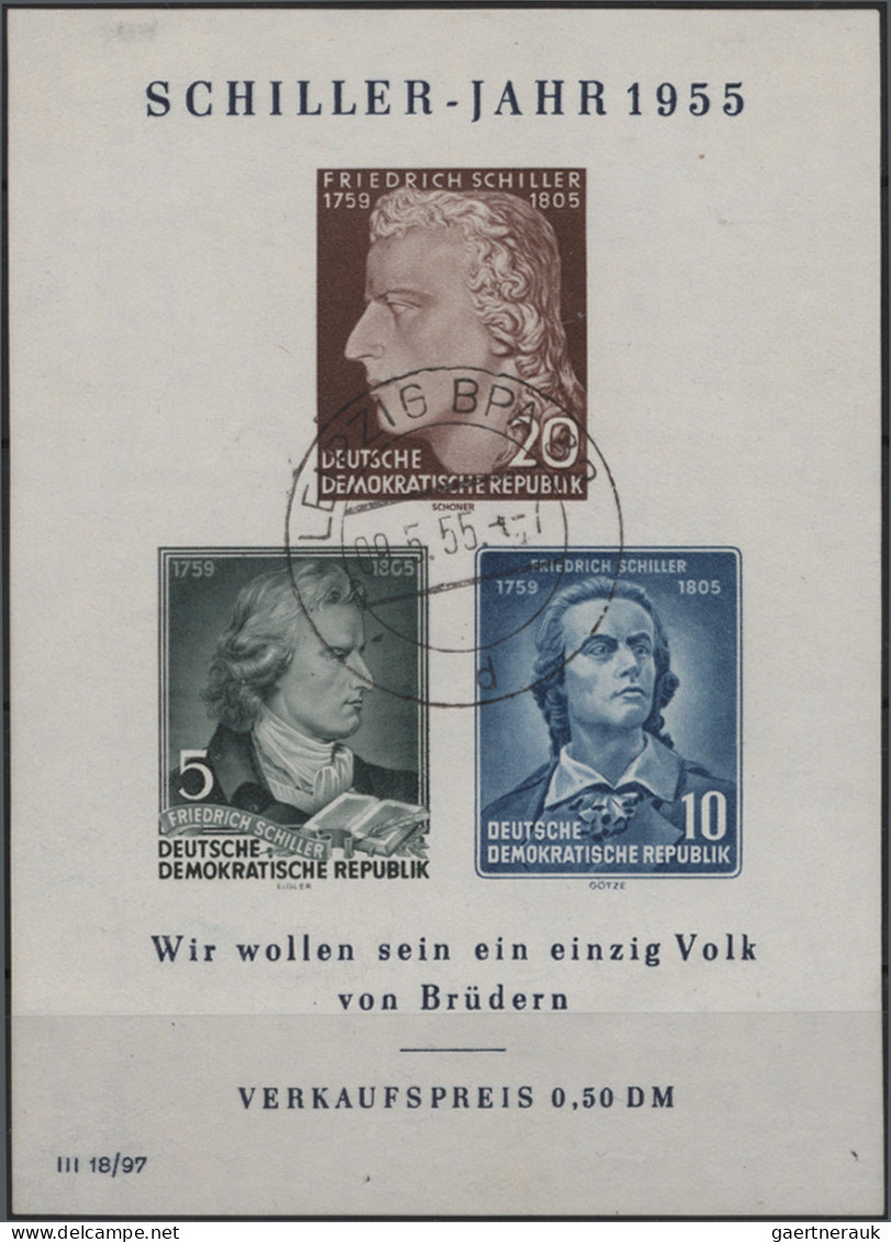 DDR: 1953/1961, Partie Von 17 Gestempelten Marken Und Einem Block Mit Plattenfeh - Sammlungen