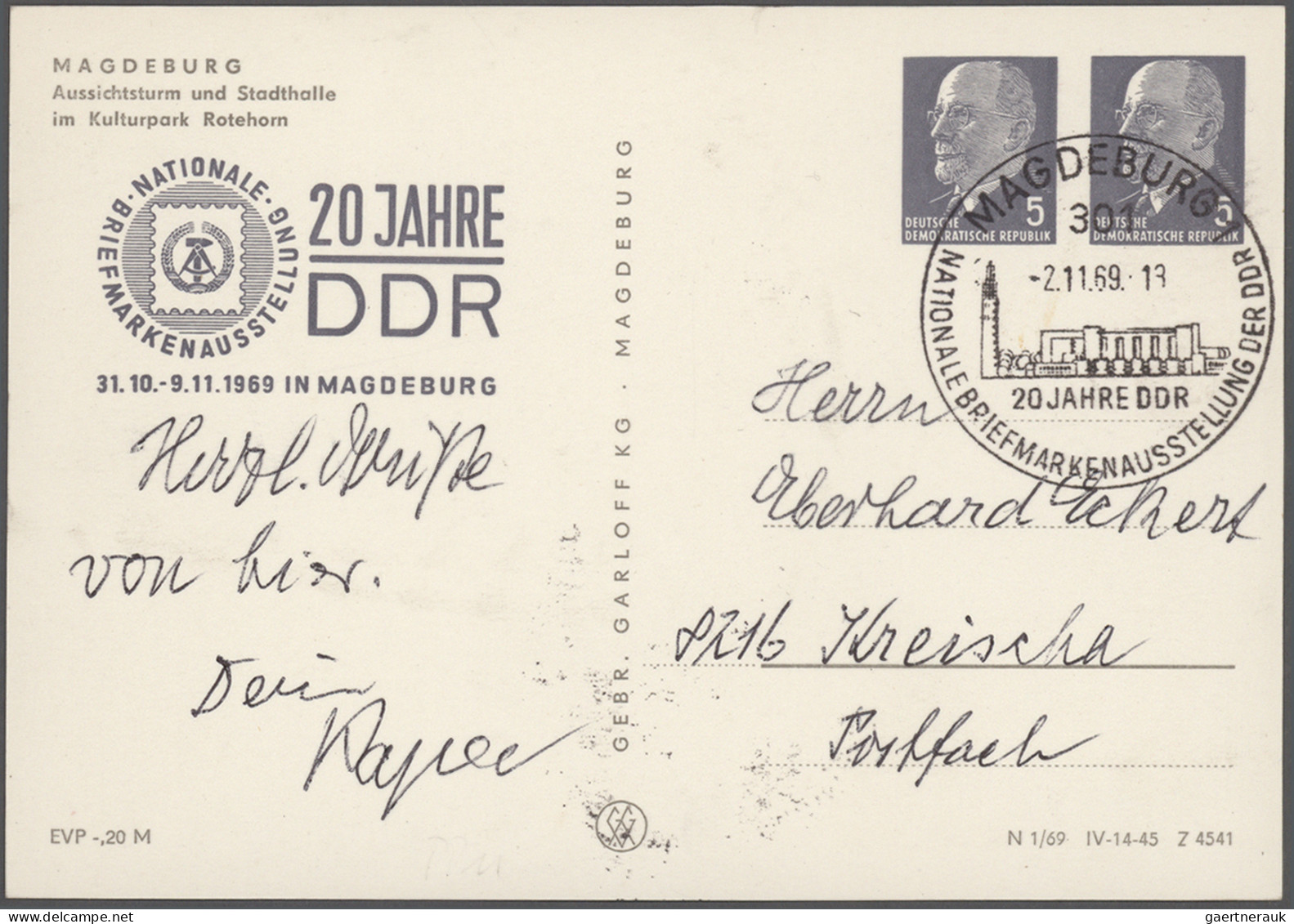 DDR - Ganzsachen: 1950/1973, Partie von ca. 102 gebrauchten und ungebrauchten Ga