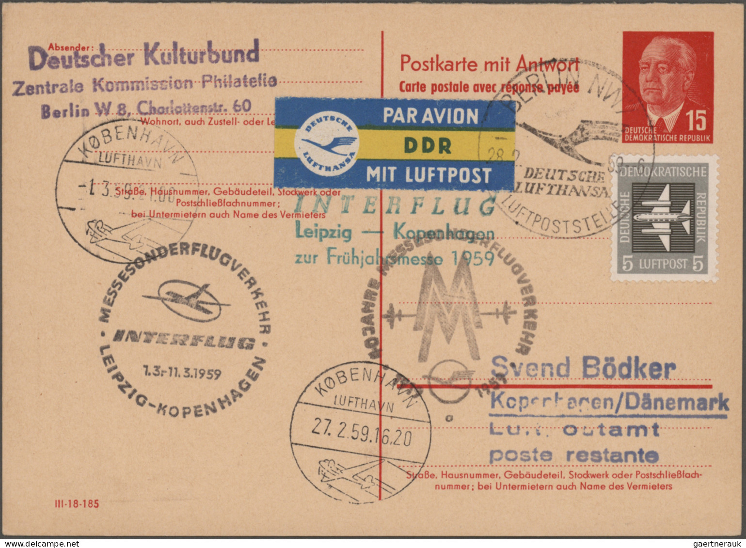 DDR - Ganzsachen: 1959/1966, Doppelkarte 15 Pfg.+15 Pfg. Pieck, Lot Von Drei Geb - Other & Unclassified