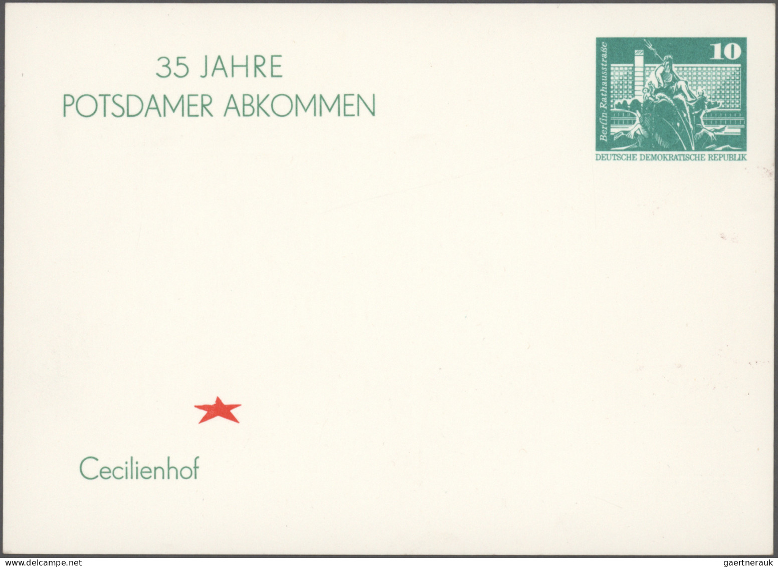 DDR - Privatganzsachen: 1975/1982, Privatganzsachenkarte 10 Pfg. Große Bauwerke - Autres & Non Classés