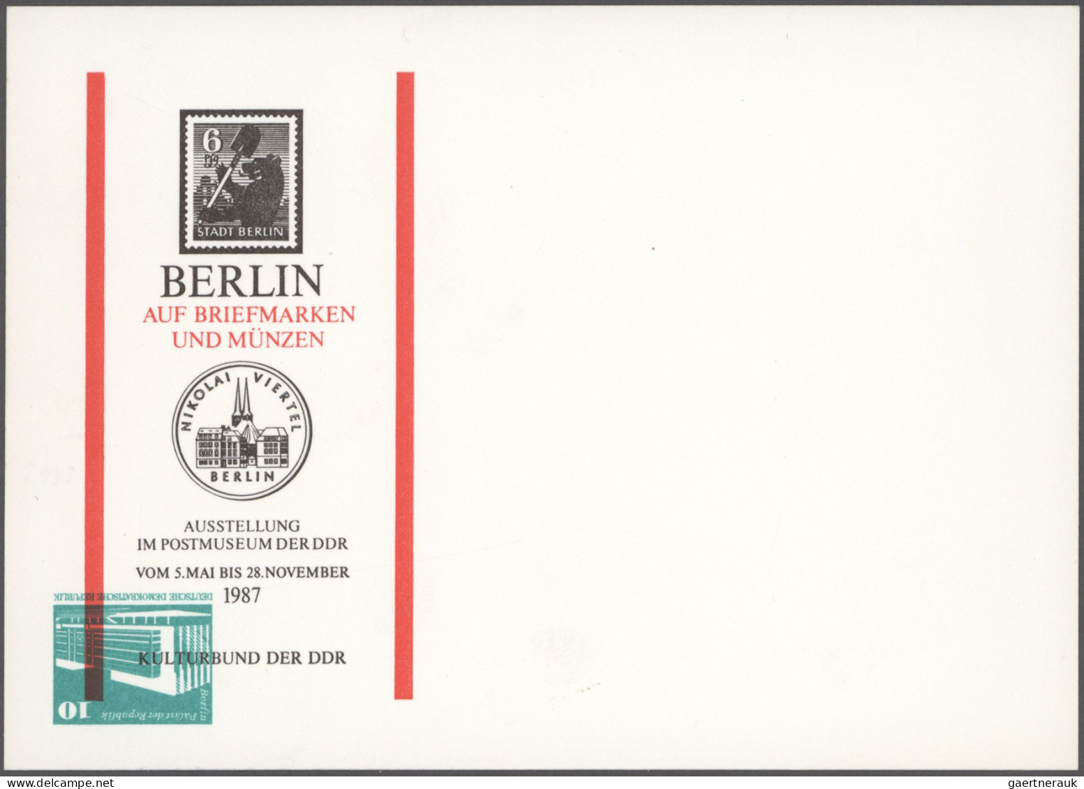 DDR - Privatganzsachen: 1982/1989, Privatganzsachenkarte 10 Pfg. Kleine Bauwerke - Autres & Non Classés