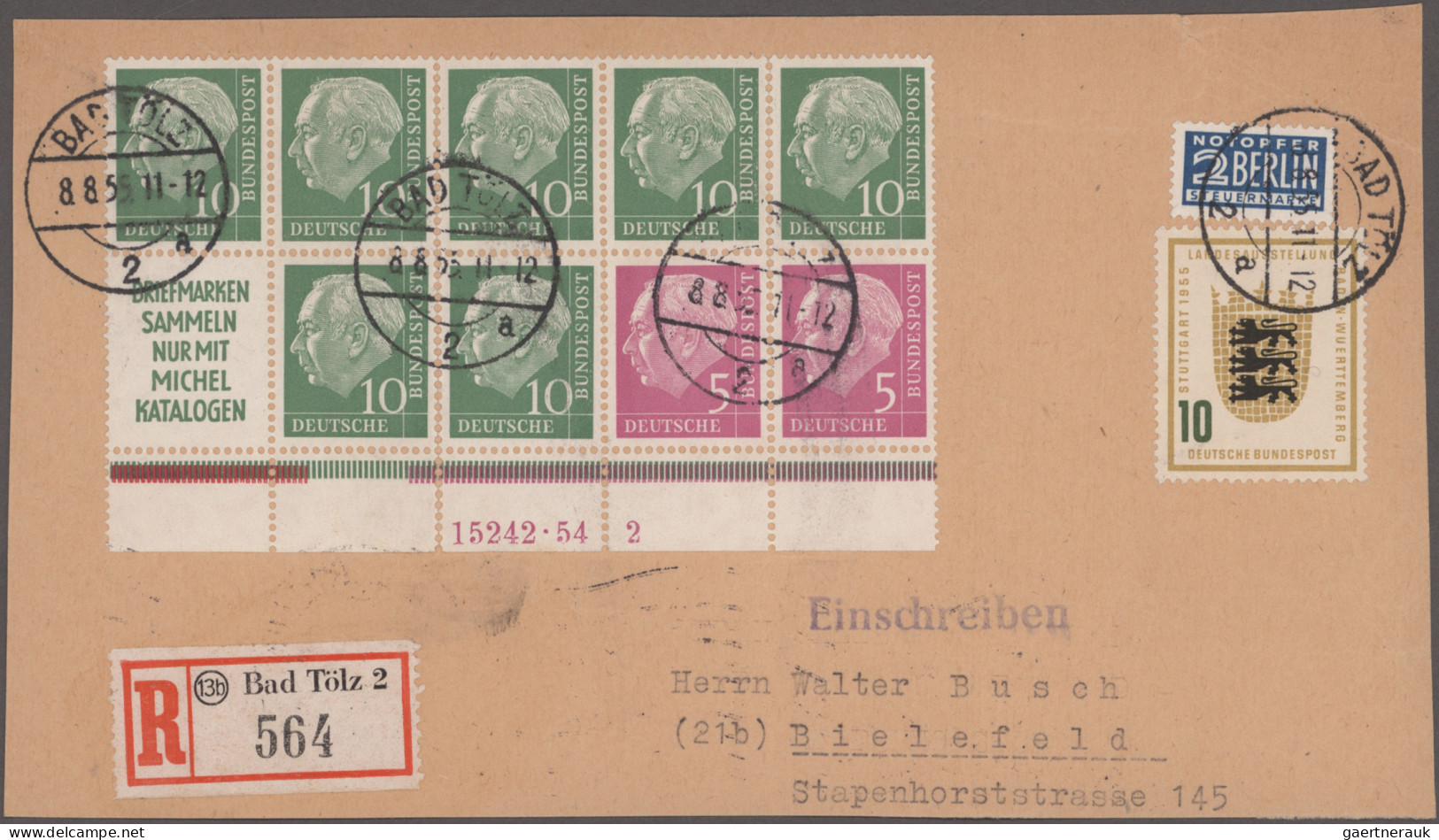 Bundesrepublik Und Berlin: 1954/1968, Zusammendrucke Der Freimarkenserien Heuss, - Colecciones