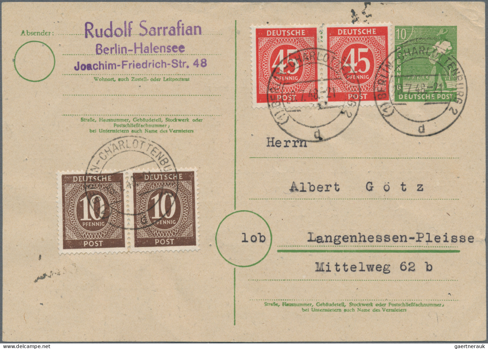 Berlin - Vorläufer: 1945/1949, Umfangreiche Sammlung Von Ca. 113 Briefen Und Kar - Briefe U. Dokumente