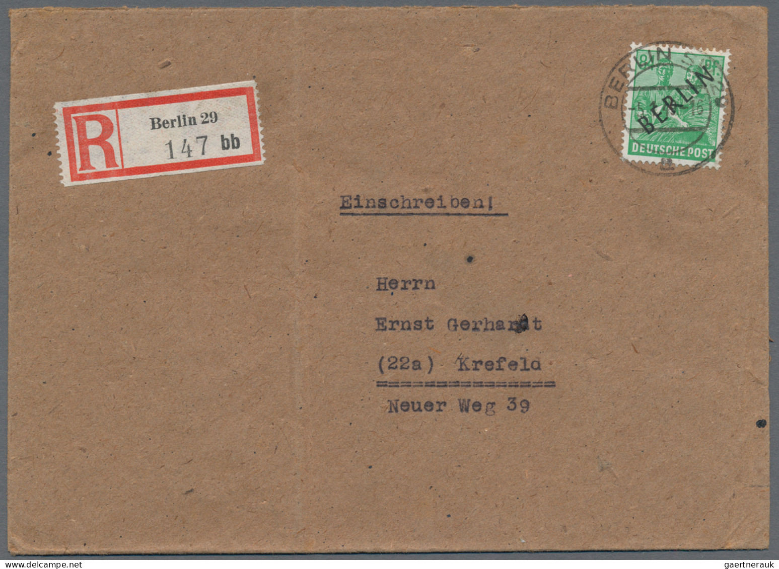 Berlin: 1948/1949, Aufdrucke, Partie Von Sieben Briefen Und Karten, Dabei 16 EF - Briefe U. Dokumente