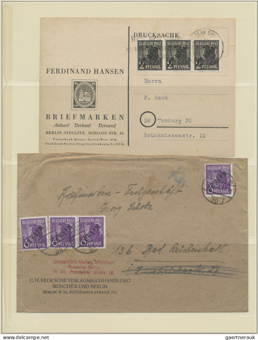 Berlin: 1948/1949, Schwarzaufdruck, Sammlung Von 45 Briefen Und Karten Mit Nette - Lettres & Documents