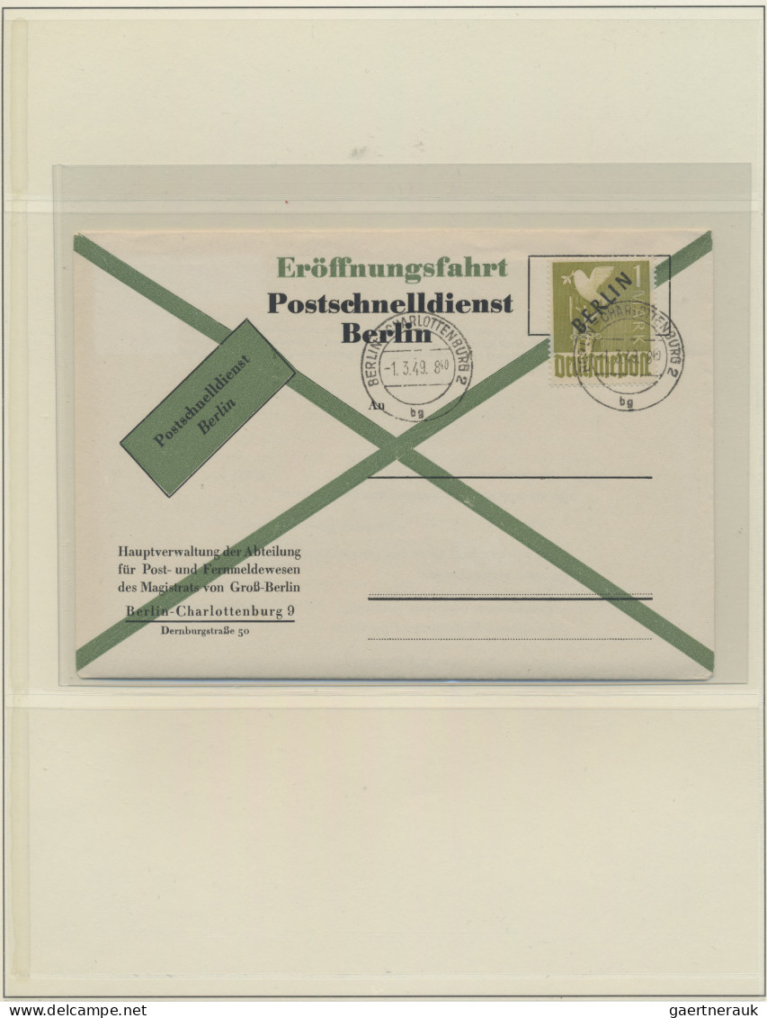 Berlin: 1948/1949, Schwarzaufdruck, Sammlung von 45 Briefen und Karten mit nette