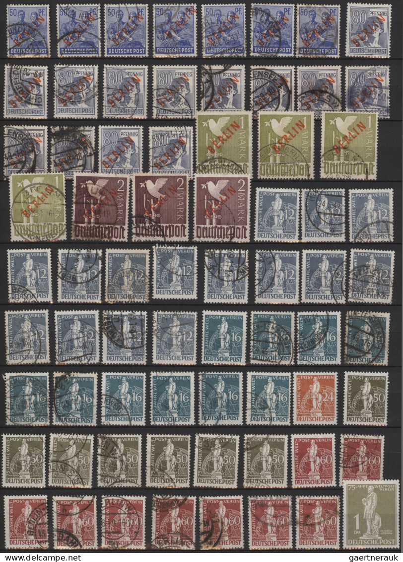 Berlin: 1948/1952, Meist Gestempelte Partie Von Ca. 310 Marken Mit Nur Mittleren - Used Stamps