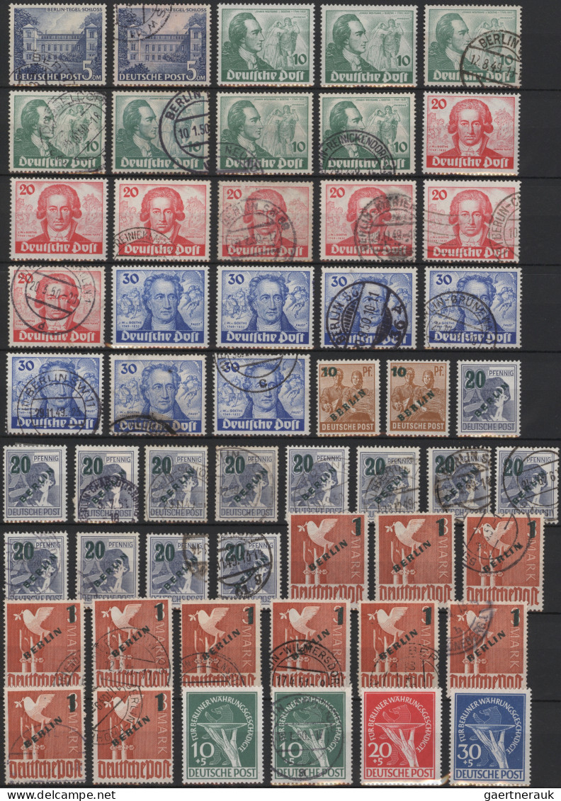 Berlin: 1948/1952, Meist Gestempelte Partie Von Ca. 310 Marken Mit Nur Mittleren - Used Stamps