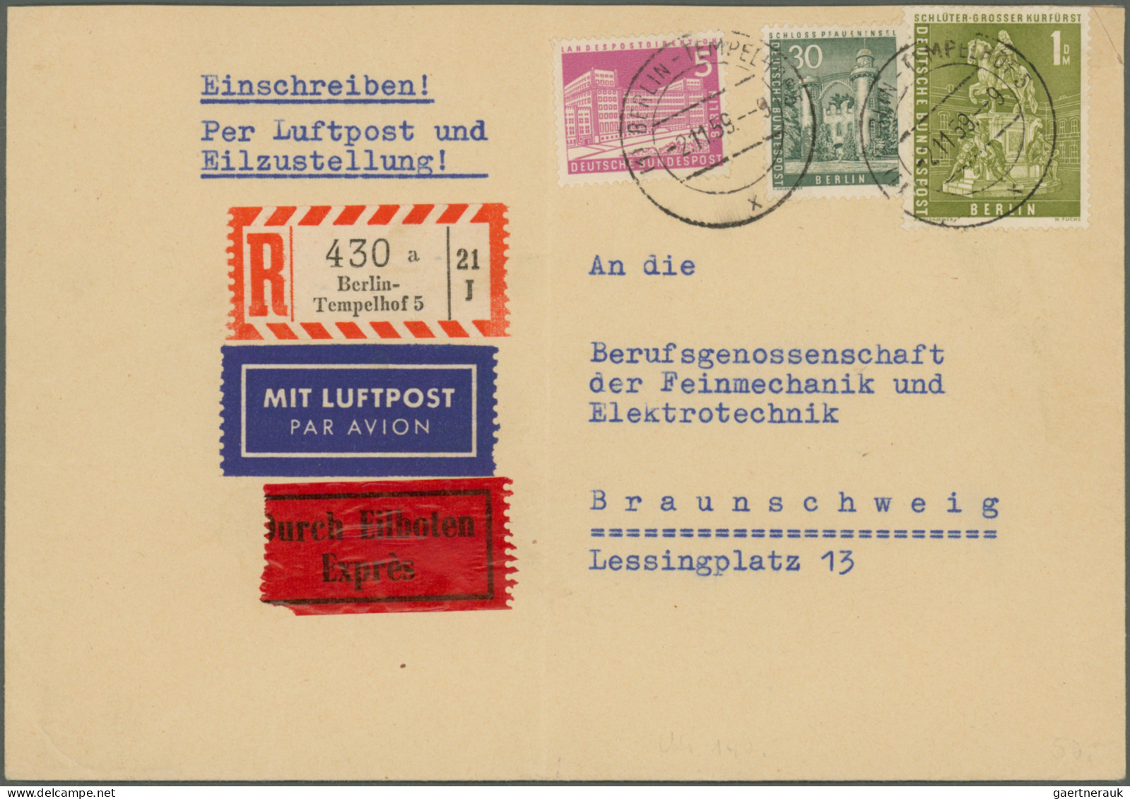 Berlin: 1948/1959, nette Partie von ca. 73 Briefen und Karten mit nur mittleren