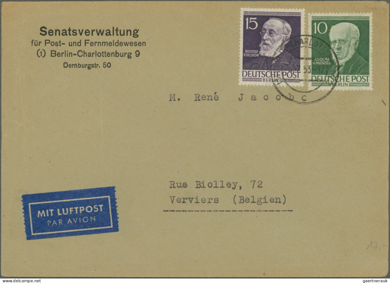 Berlin: 1948/1959, nette Partie von ca. 73 Briefen und Karten mit nur mittleren