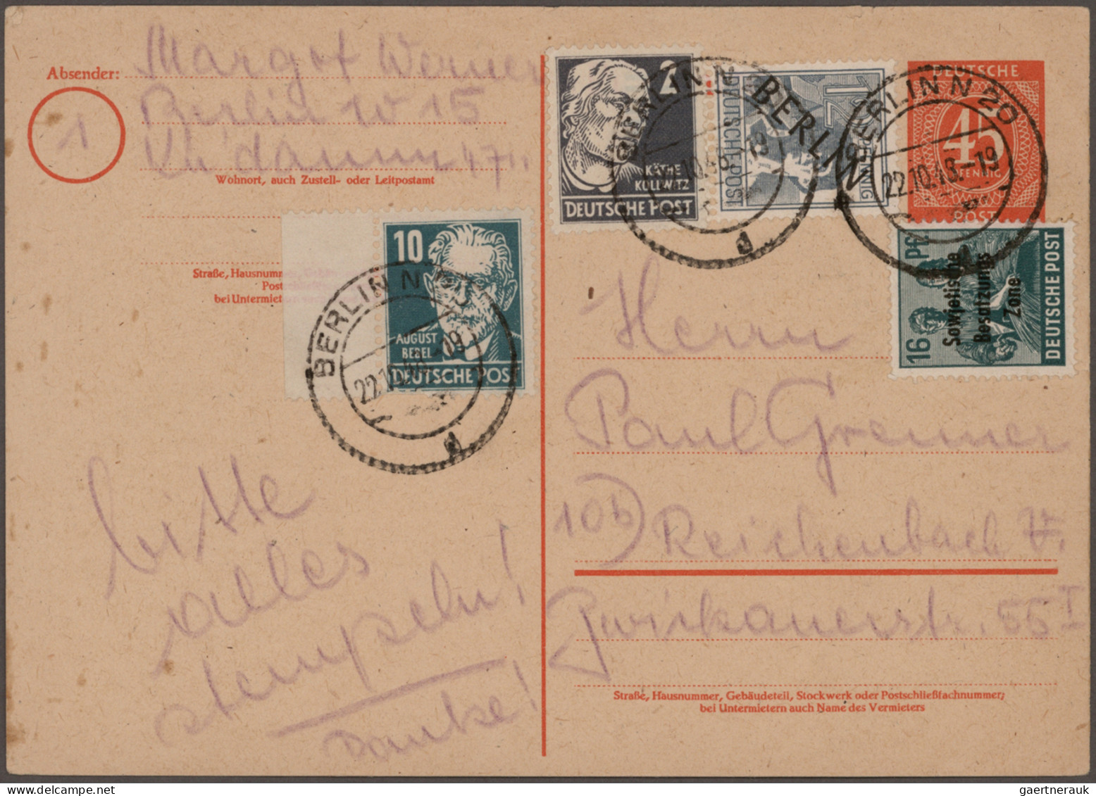 Berlin: 1948/1961, Nette Partie Von Ca. 155 Briefen, Karten Und Ganzsachen Mit E - Brieven En Documenten