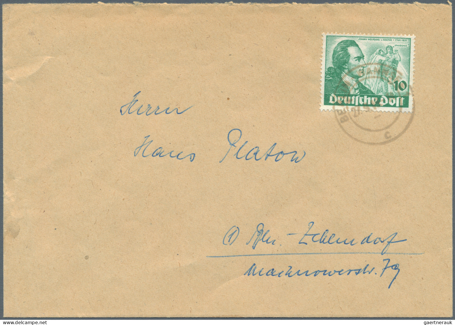 Berlin: 1949, Goethe, Vier Briefe Mit Portogerechten Frankaturen Ab Berlin: 10 P - Lettres & Documents