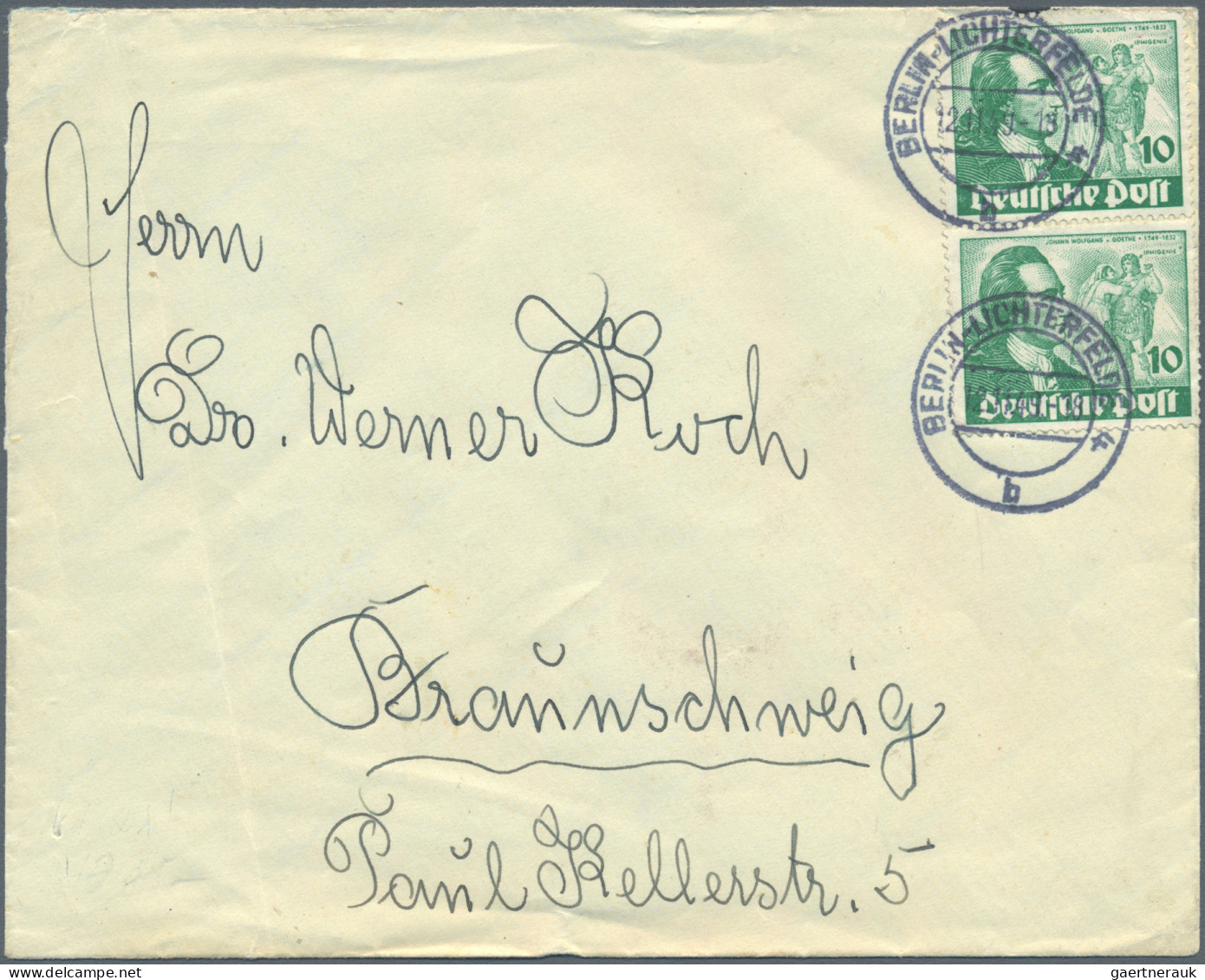 Berlin: 1949, Goethe, Vier Briefe Mit Portogerechten Frankaturen Ab Berlin: 10 P - Cartas & Documentos