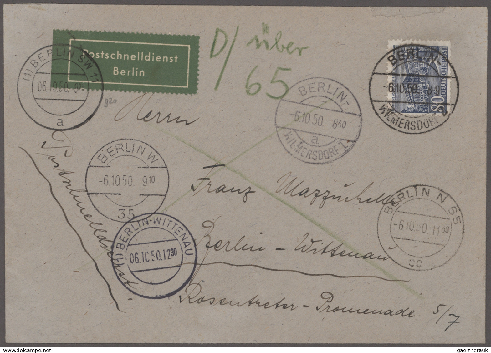 Berlin: 1949/1955, Bauten I, Sammlung Von 40 Bedarfsbelegen, Dabei Auslandspost, - Brieven En Documenten