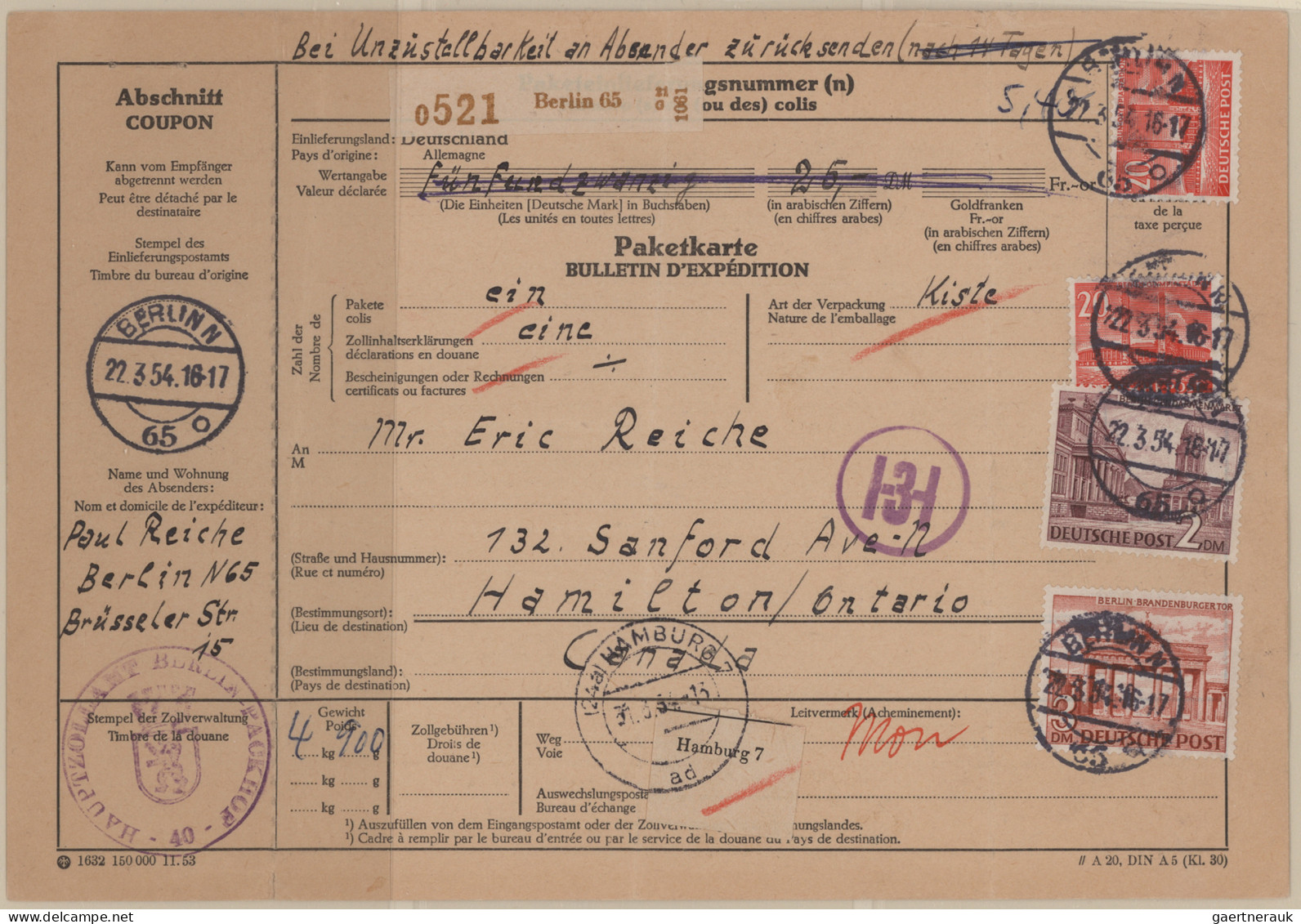 Berlin: 1949/1955, Bauten I, Sammlung von 40 Bedarfsbelegen, dabei Auslandspost,