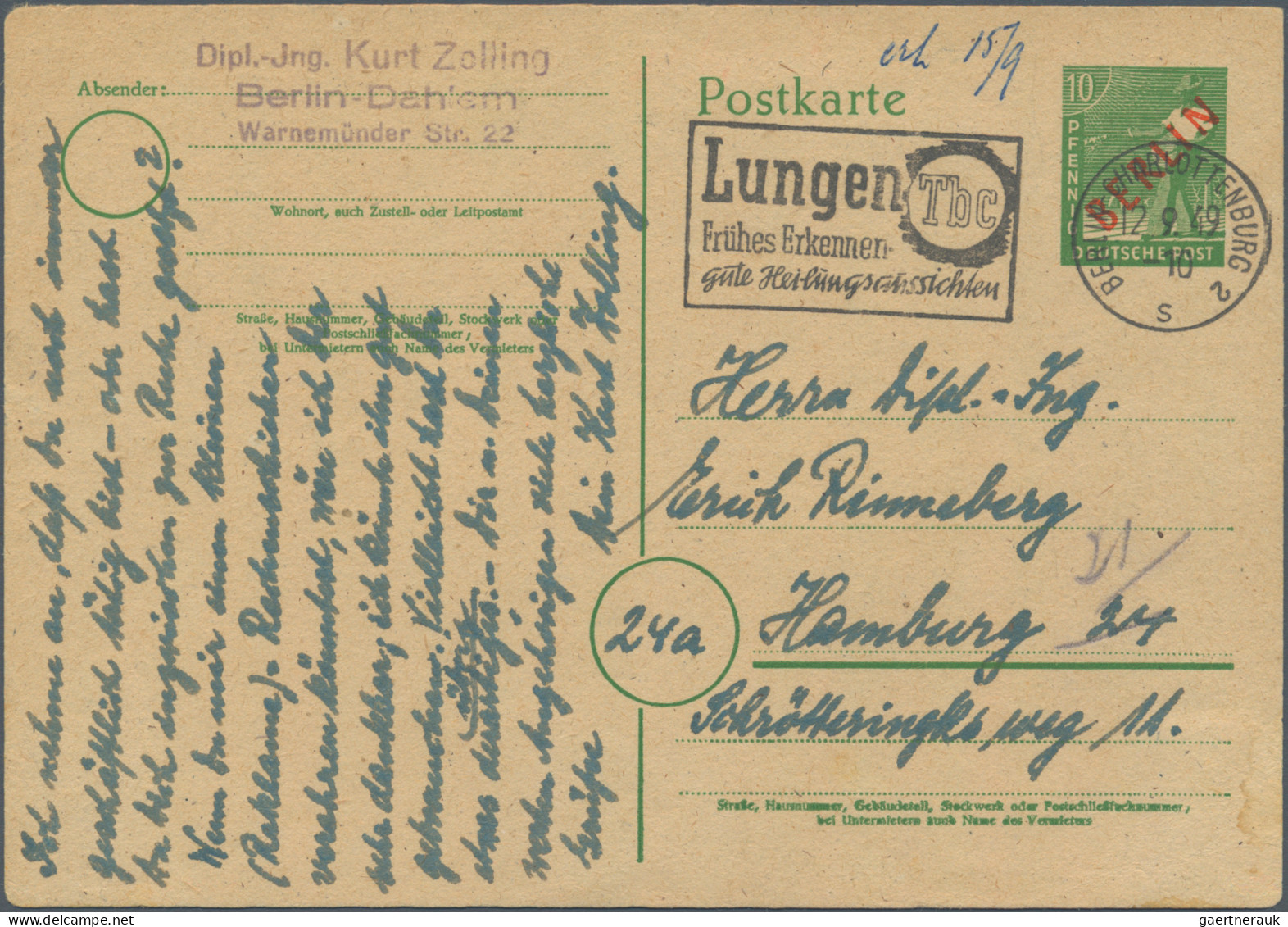 Berlin - Ganzsachen: 1949, Aufdrucke, Vier Bedarfsgebrauchte Karten Mit Text: P1 - Sonstige & Ohne Zuordnung