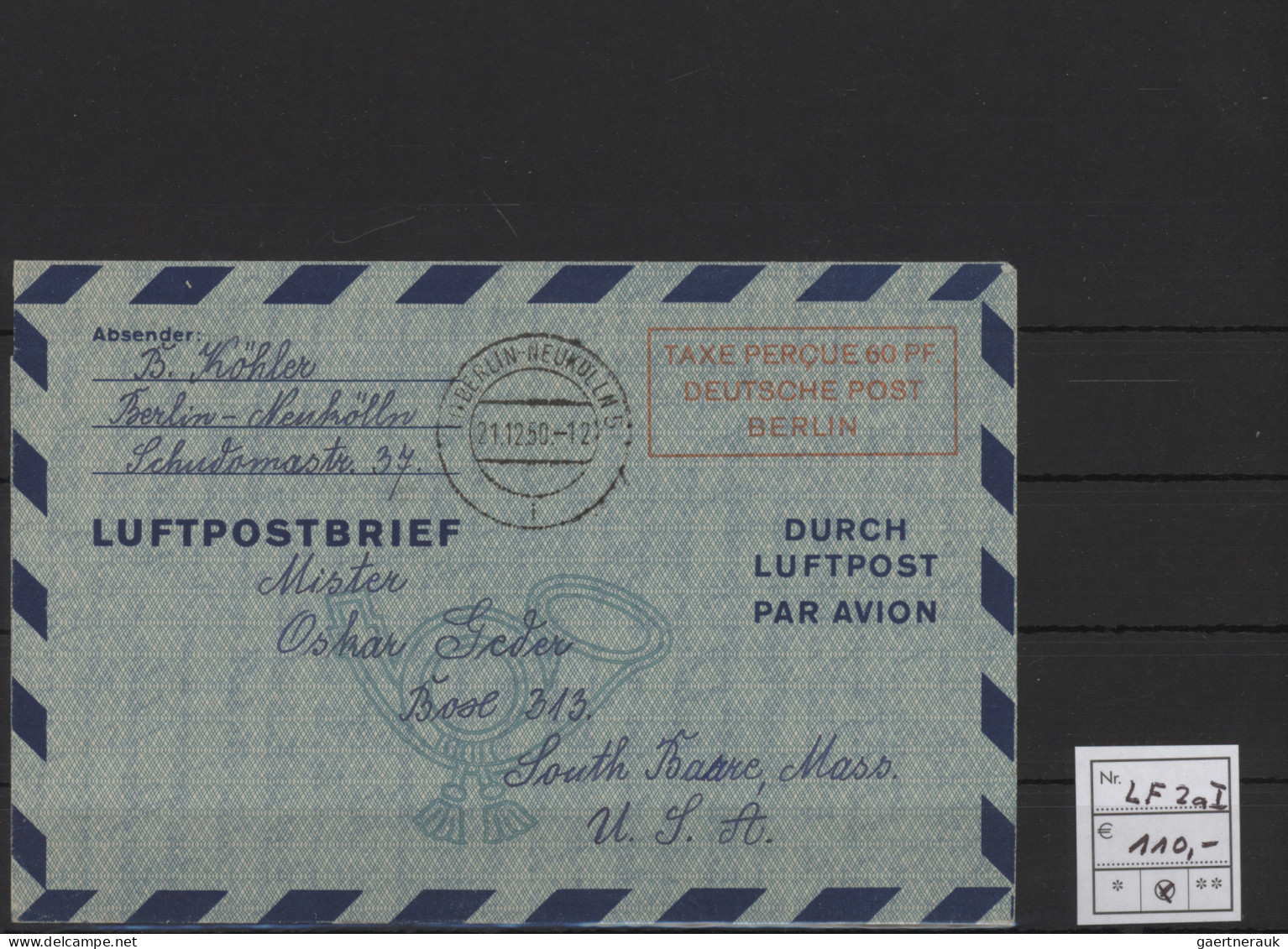 Berlin - Ganzsachen: 1949/1952, Saubere Partie Von Sechs Bedarfsgebrauchten Luft - Other & Unclassified