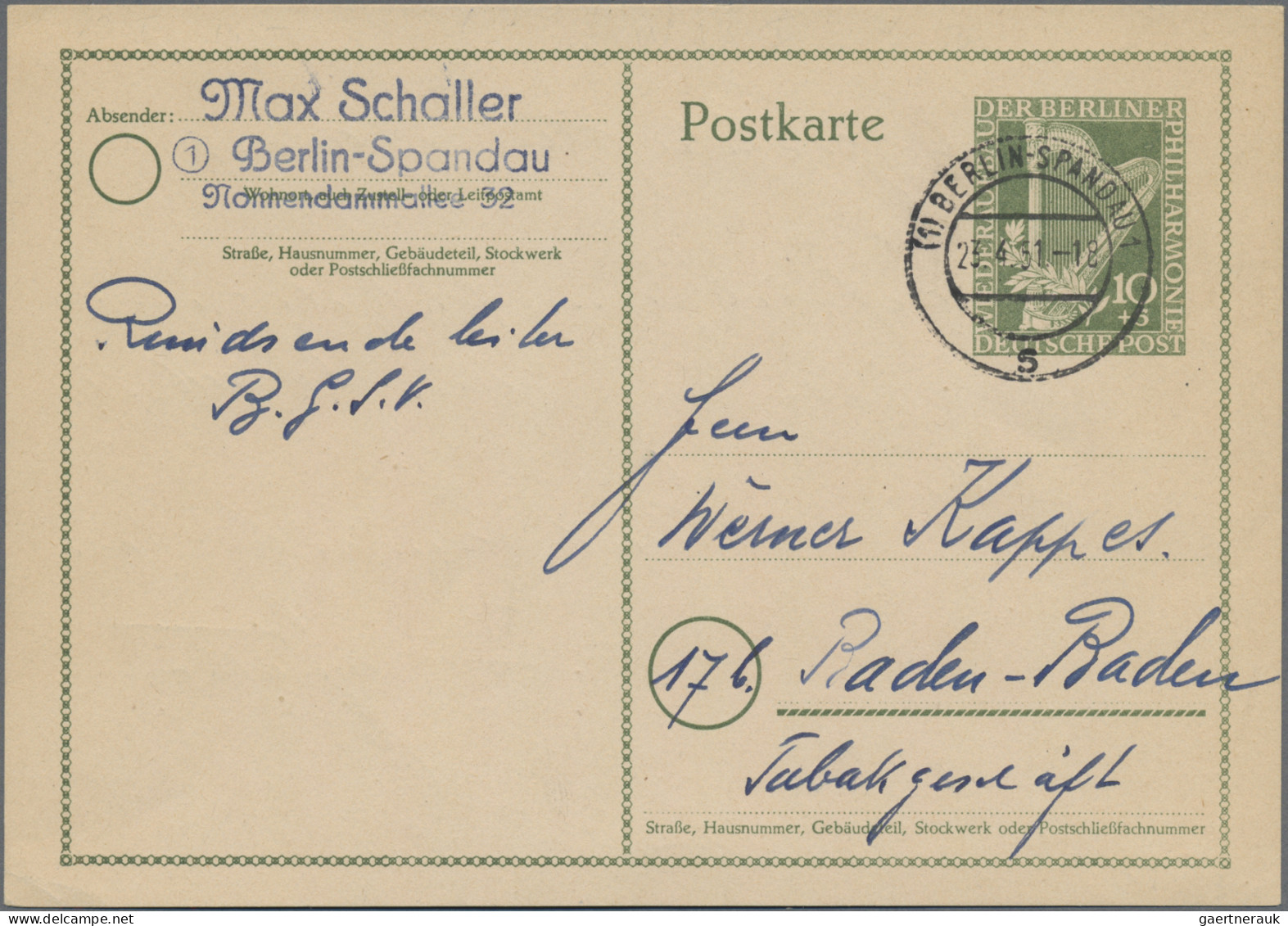 Berlin - Ganzsachen: 1949/1958, Partie Von Fünf Gebrauchten Ganzsachenkarten: P3 - Sonstige & Ohne Zuordnung