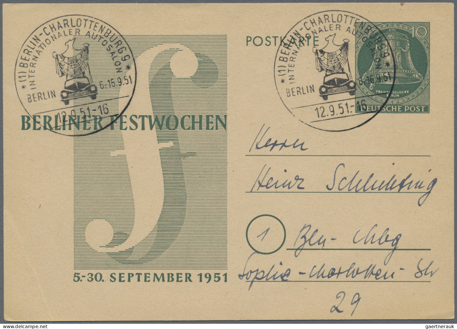 Berlin - Ganzsachen: 1951/1965, Partie Von 33 Ganzsachen (amtlich/privat) Mit Ka - Other & Unclassified