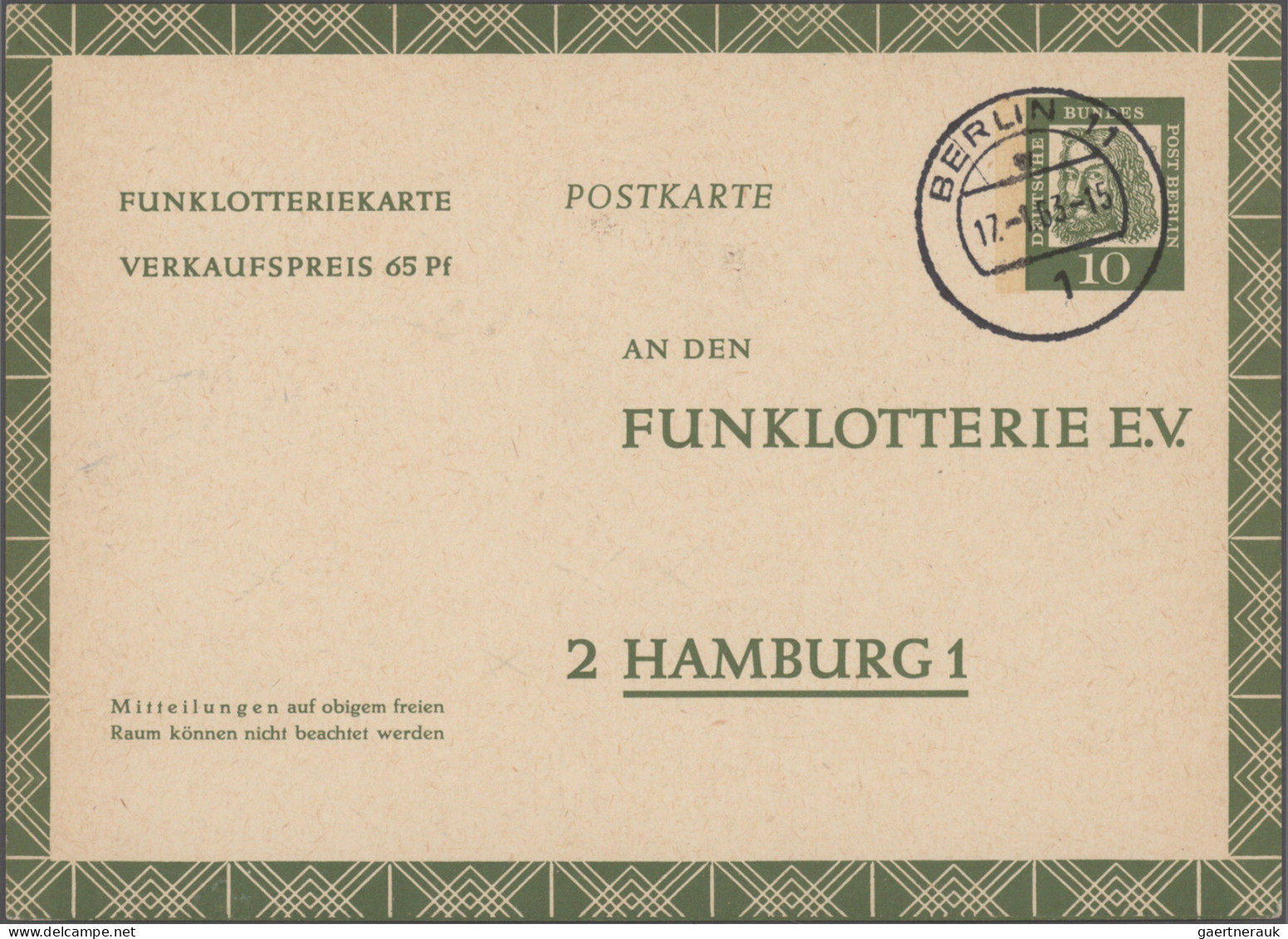Berlin - Ganzsachen: 1963/1965, Heuss Medaillon+Bed.Deutsche, Lot Von Vier Gebra - Sonstige & Ohne Zuordnung