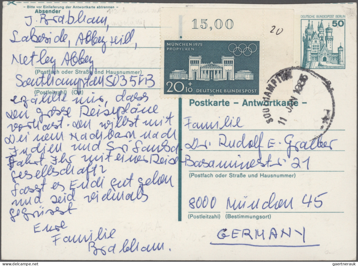 Berlin - Ganzsachen: 1972/1991, Saubere Sammlung Von Ca. 154 Gebrauchten Und Ung - Other & Unclassified