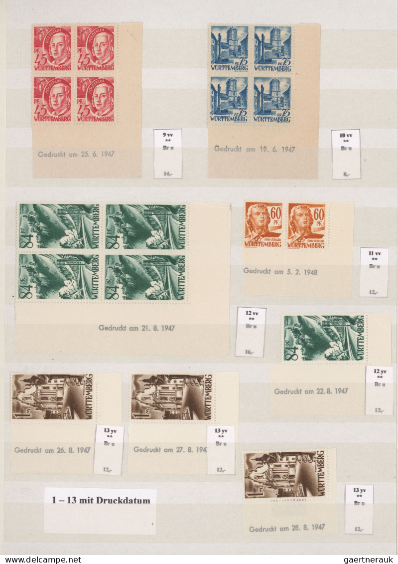 Französische Zone: 1945/1949, Saubere Kollektion Mit überwiegend Postfrischen Be - Otros & Sin Clasificación