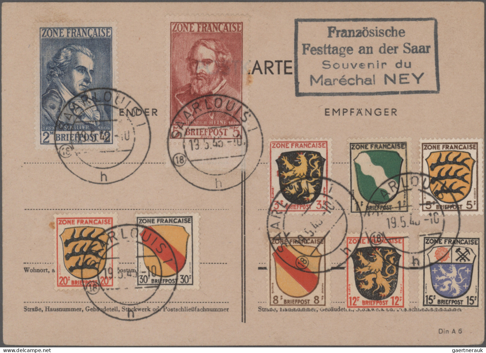 Französische Zone: 1946/1949, Saubere Sammlung Von Ca. 57 Briefen Und Karten, Ei - Autres & Non Classés