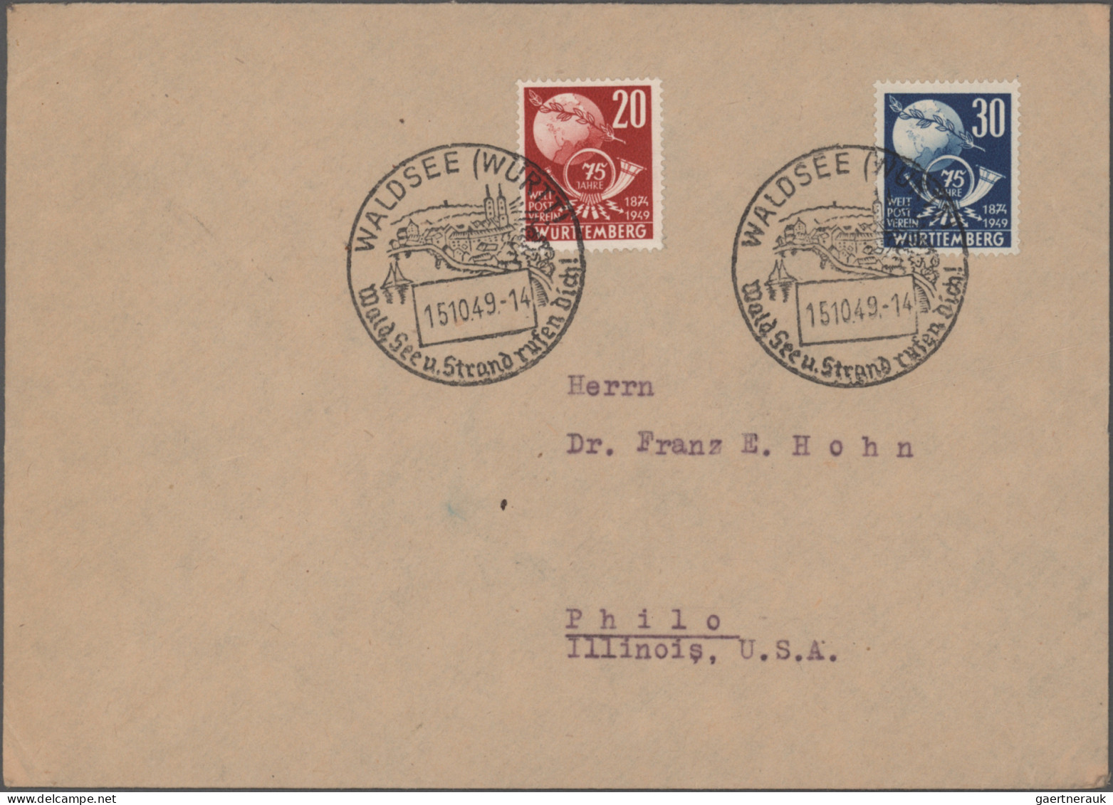 Französische Zone: 1946/1949, saubere Sammlung von ca. 57 Briefen und Karten, ei