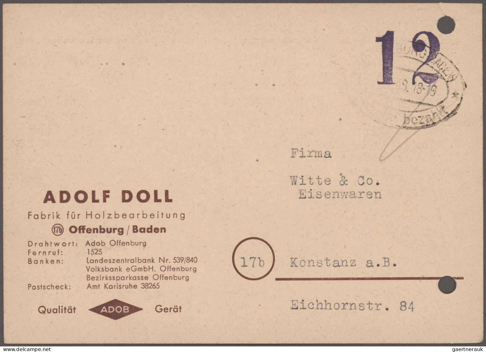 Französische Zone: 1946/1949, Schöner Posten Mit über 80 Belegen Bedarfs-/Geschä - Other & Unclassified