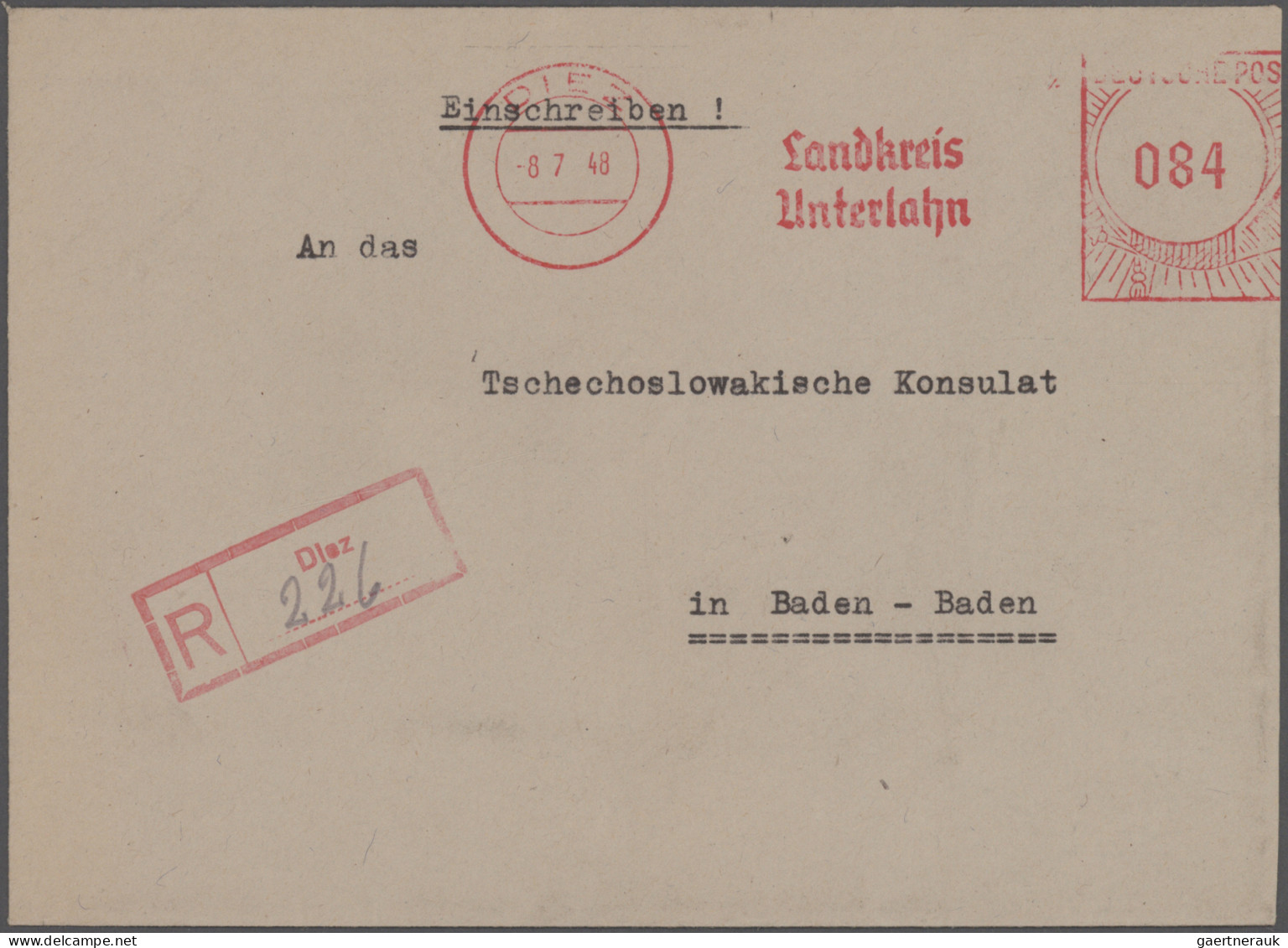 Französische Zone: 1947/1948, Korrespondenz An Das Tschechoslowakische Konsulat - Autres & Non Classés