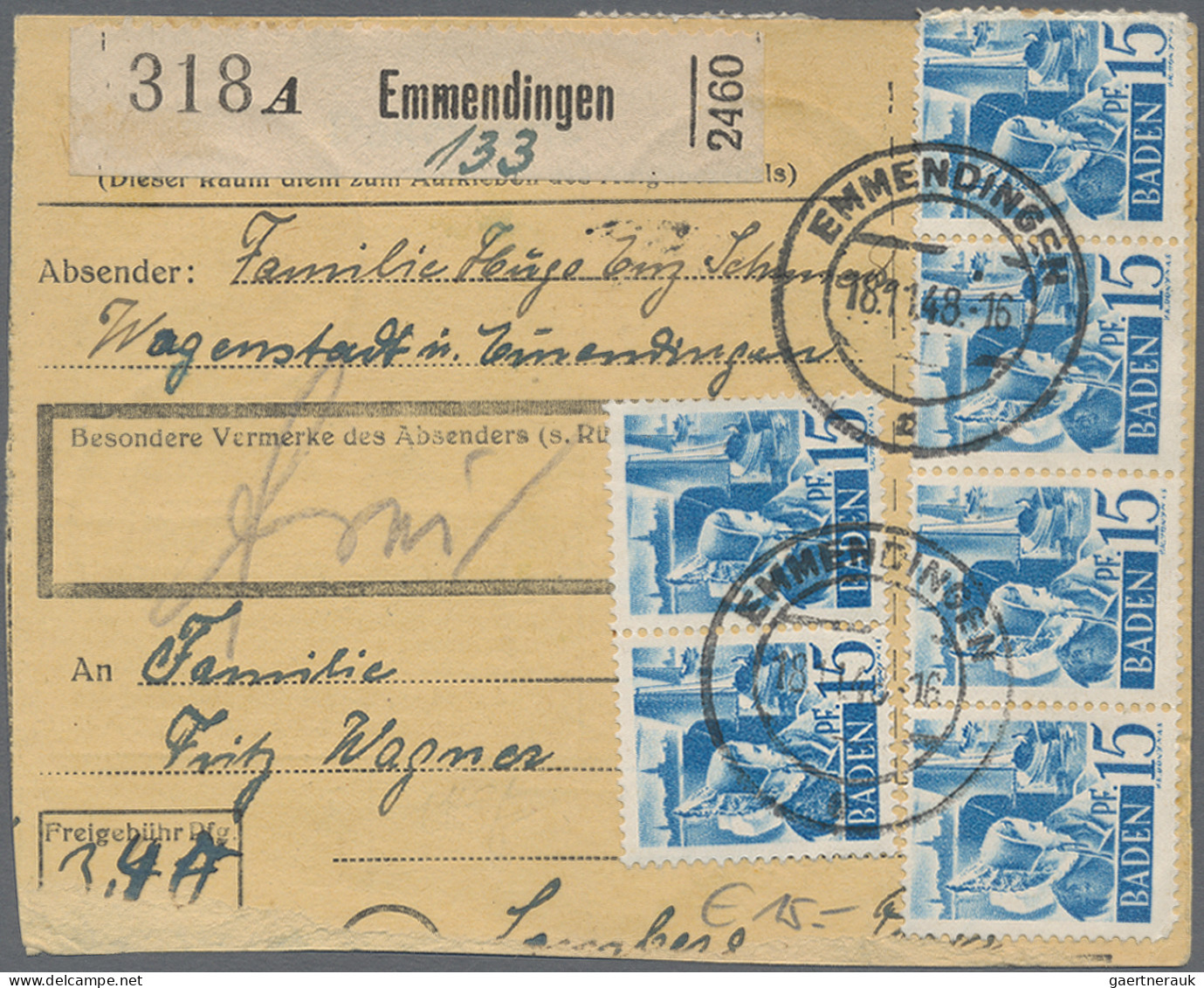 Französische Zone - Baden: 1946/1949 (ca.), Interessenate Belegesammlung Mit Rei - Sonstige & Ohne Zuordnung