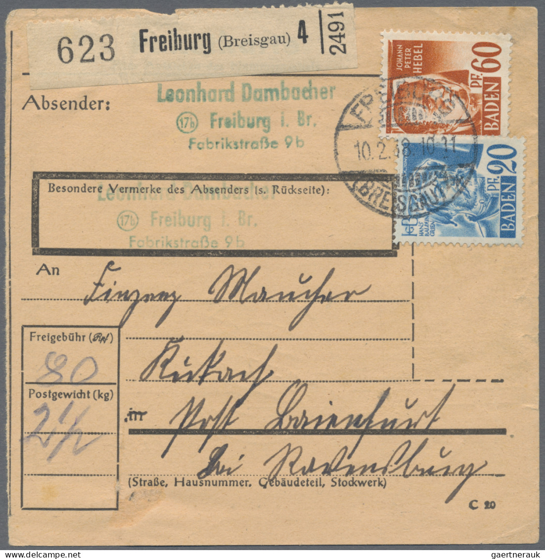 Französische Zone - Baden: 1946/1949 (ca.), Interessenate Belegesammlung Mit Rei - Sonstige & Ohne Zuordnung